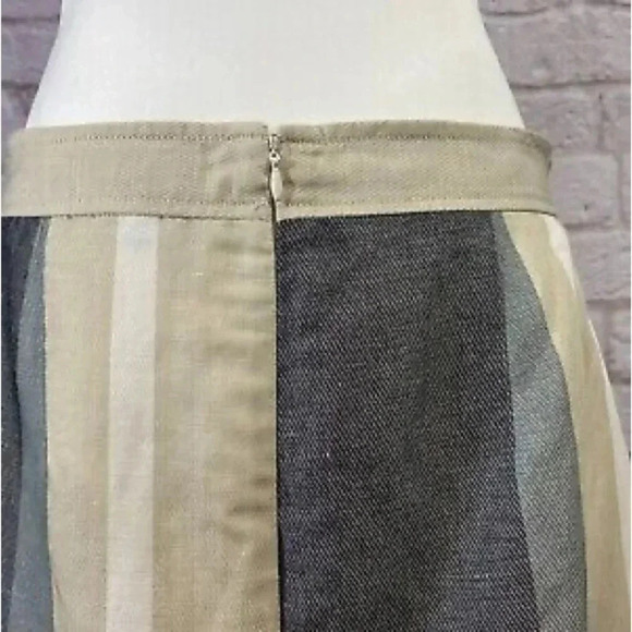Ann Taylor Tan Grey Neutral Stripe Color Block Linen Blend Pencil Skirt Size 8 - Picture 3 of 6
